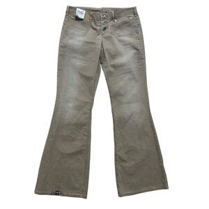 Silver Kyoko Jeans Womens 32x35 Tan Flare Low Rise Bootcut Vintage Y2K NEW